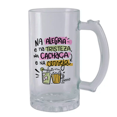 Caneco de Chopp de Vidro Na Alegria e Na Tristeza - Vidro Comum ou Jateado - Mai Personalizados