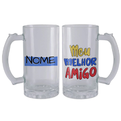 Caneco de Chopp Meu Melhor Amigo com Nome - Vidro Comum ou Jateado na internet