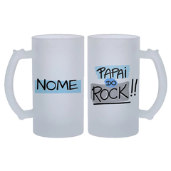 Caneco de Chopp Pai do Rock com Nome - Vidro Comum ou Jateado na internet