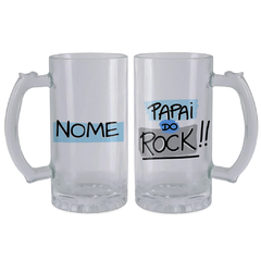 Imagem do Caneco de Chopp Pai do Rock com Nome - Vidro Comum ou Jateado