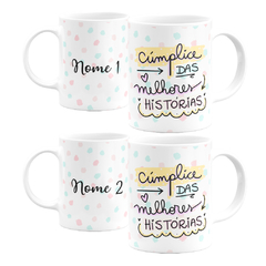 Kit 2 Canecas Amigas Melhores Histórias Personalizada Nome