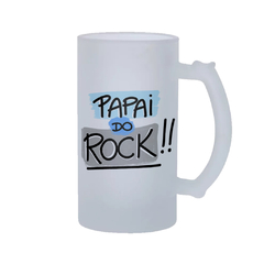 Caneco de Chopp Pai do Rock com Nome - Vidro Comum ou Jateado