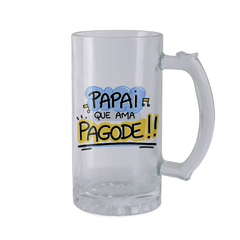 Caneco de Chopp Pai que Ama Pagode com Nome - Vidro Comum ou Jateado - Mai Personalizados