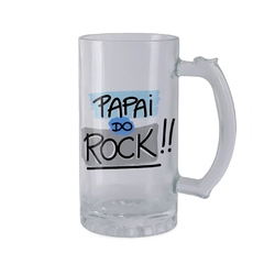 Caneco de Chopp Pai do Rock com Nome - Vidro Comum ou Jateado - Mai Personalizados