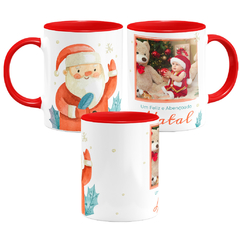 Caneca Natal Papai Noel Watercolor Personalizada com Foto - comprar online