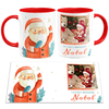 Caneca Natal Papai Noel Watercolor Personalizada com Foto