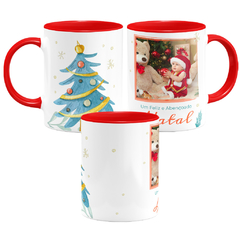 Caneca Natal Pinheirinho Watercolor Personalizada com Foto - comprar online