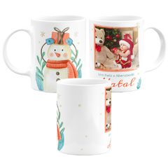 Caneca Natal Boneco de Neve Watercolor Personalizada com Foto - comprar online