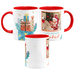 Caneca Natal Presentes Watercolor Personalizada com Foto - comprar online