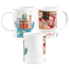 Caneca Natal Presentes Watercolor Personalizada com Foto - comprar online