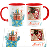 Caneca Natal Presentes Watercolor Personalizada com Foto