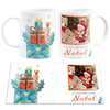 Caneca Natal Presentes Watercolor Personalizada com Foto