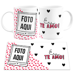 Caneca Branca Namorados Eu Te Amo com Foto