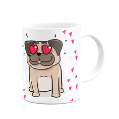 Caneca Branca Namorados Pug Love Personalizada com Nomes - loja online