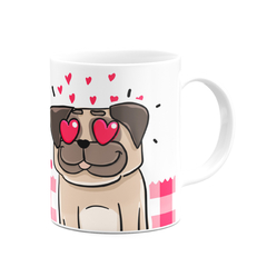 Caneca Branca Namorados Você É Tudo Pra Mim Pug Love - loja online