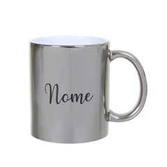 Caneca Metalizada Prata com Nome