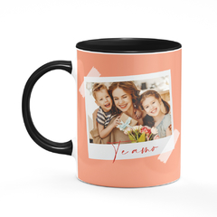 Caneca Amor de Mãe com Fotos - Preta - Mai Personalizados