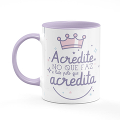 Caneca Lute Pelo que Acredita com Nome - Lilás na internet