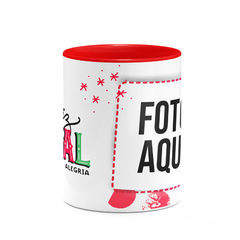 Caneca Feliz Natal - Paz, Amor e Alegria - Com Foto na internet