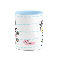 Caneca Por Trás de uma Mulher Bem Resolvida com Nome - Azul Ciano - Mai Personalizados