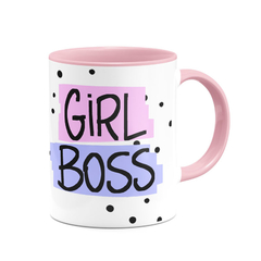 Caneca Girl Boss com Nome - Rosa - loja online