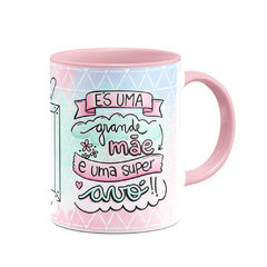 Caneca Grande Mãe e Super Avó com Nome e Foto - Colors