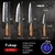 Imagem do Conjunto 6 pçs Chef Slicer Nakiri Estojo de facas e ferramentas de cozinha em aço inoxidável