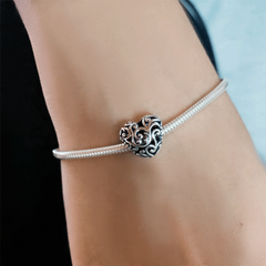 Berloque para bracelete feito com prata Life e Love - comprar online