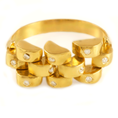 Anel estilo Cartier Articulado feito com Ouro 18K cravejado com Diamantes