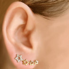 Brinco Ear Cuff Estrelas feito com Ouro 18K - comprar online
