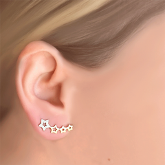 Brinco Ear Cuff Estrelas feito com Ouro 18K - Arlindo Joias