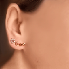 Brinco Ear Cuff Estrelas feito com Ouro 18K - loja online