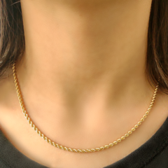 Corrente Feminina Malha tipo Corda feita com Ouro 18K - comprar online