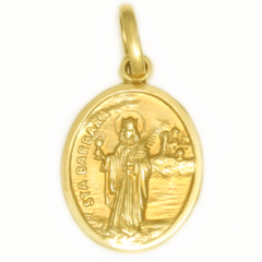 Medalha Santa Bárbara feita com Ouro 18K