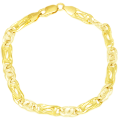 Pulseira Groumet elos achatados feita com Ouro 18K