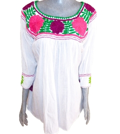 Blusón Unitalla Blanco/Multicolor #003 (Cuello Redondo) - comprar en línea