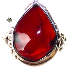 Anillo De Plata 950 & Ámbar Rojo #7 (AR20)