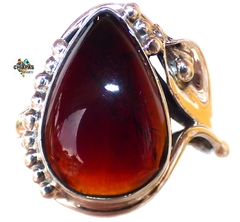 Anillo De Plata 950 & Ámbar Rojo #8 (AR85) - comprar en línea