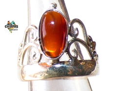 Anillo con Ámbar Rojo & Plata Ley #6.5 (AR97) - comprar en línea