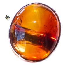 Anillo Ajustable de Plata 950 & Ámbar Cognac Rojizo (CGN1) - comprar en línea
