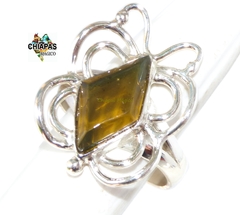 Anillo Mariposa De Ámbar Verde & Plata Ley #5.5 - comprar en línea