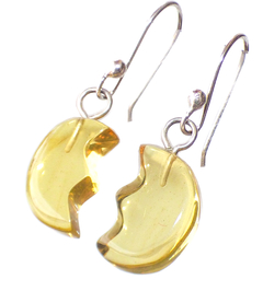 Aretes de Ámbar Auténtico & Plata Ley "Media Luna" - comprar en línea