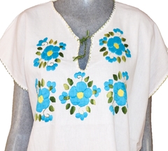 Blusa Mod035 Blanca/Celeste #001 (XL)