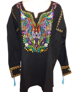 Blusa Pavo Reales Negra/Multicolor #005 (L) - comprar en línea