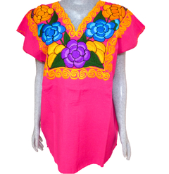 Blusa Zinacantán Fucsia/Multicolor #012 (L) - comprar en línea