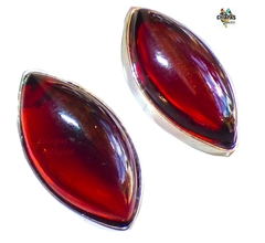Broqueles De Ámbar Rojo & Plata Ley (RJ29)