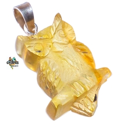 Dije "Buho" De Ámbar Amarillo & Plata Ley
