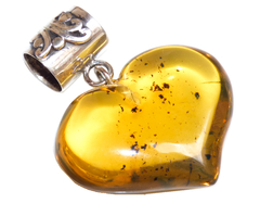 Dije Corazón De Ámbar & Plata Ley #015