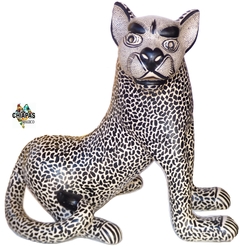 Jaguar De Barro Decorativo Beige (38 CM)
