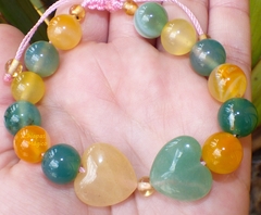 Pulsera Con Ámbar, Corazones & Ágatas Bicolor - comprar en línea